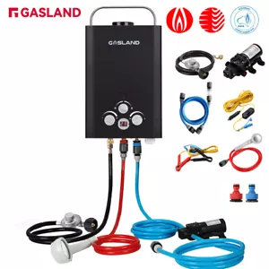 GASLAND Portable Gas Water Heater&Pump Kit 8L Caravan Tankless Hot Water System - Picture 1 of 10