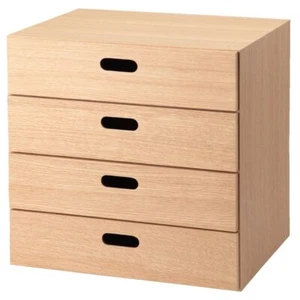 MUJI Stacking Chest Width 37 x Depth 28 x Height 37cm 4 Drawers Oak Veneer - Picture 1 of 4