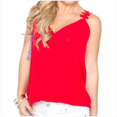 Top Dainty Hooligan rojo envuelto en pétalos nuevo con etiquetas #904a Foto 1 de 4