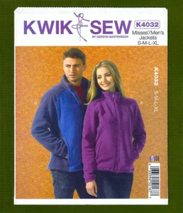 Misses & Men's Polar Fleece Jacket Sewing Pattern (Sizes S-XL) Kwik Sew 4032 - Picture 1 of 7