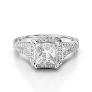 Princess Cut 1.90Ct Lab Grown IGI Certified Diamond Wedding Ring 14K White Gold - Picture 1 of 7