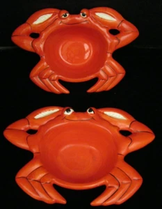 LOT OF 2 DOLOMIT CRAB CERAMIC CRAB SHAPED BOWLS SOUP DISH SERVER Le GOURMET - Picture 1 of 6