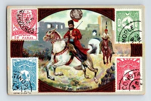 Victorian Trade Card Mail In Turkey Stamps 1910s Blank Back - Picture 1 of 2