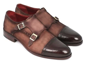 Zapatos de vestir Paul Parkman para hombre con doble correa de monje captoe - marrón/beige gamuza upp - Imagen 1 de 6