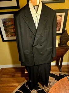 Brioni Black Double Breasted Suit, Micro Dot Pattern, "Tiberio" Line, Men's 44R - Picture 1 of 17