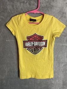 Harley-Davidson Kids XS (3-4) Yellow T-Shirt Logo Graphic Tee - Picture 1 of 6