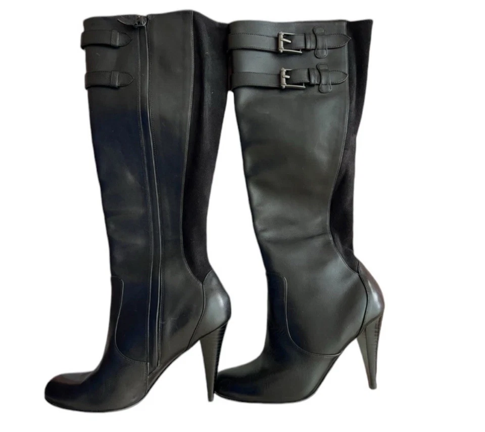 Botas hasta la rodilla Cole Haan Air Jalisa de cuero negro con tecnología Air (minorista $350) Foto 1 de 4