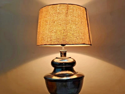 Lampada da tavolo vintage in argento con paralume in tessuto - Elegante lampa... - Immagine 1 di 4