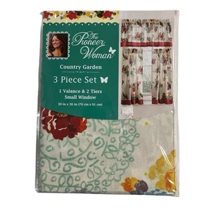 Pioneer Woman Curtain Valance Set Country Garden 3 Piece Small Window Floral - Picture 1 of 6