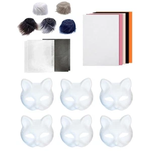 6Pcs Cat Mask Kit White Paper Mask Crafts Blank Cat Mask, - Picture 1 of 6