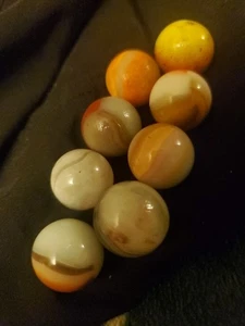 Weiße, orange, braune Murmeln 8 Stück - Bild 1 von 3