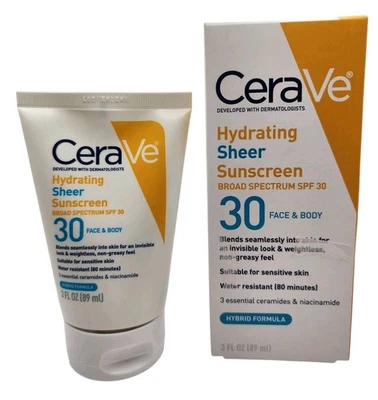 CeraVe SPF 30 Hydrating Sheer Face & Body Sunscreen 3 Fl OZ Essential Ceramides - Image 1 of 3