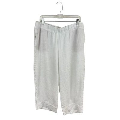J. Jill White Linen Trapunto Stitched Crop Pant XLP Casual Easy - Image 1 of 4