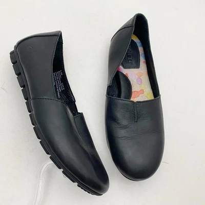 Черные кожаные мокасины на плоской подошве женские Born Sebra размер 6,5 М комфортные повседневные без шнурков - Изображение 1 из 4