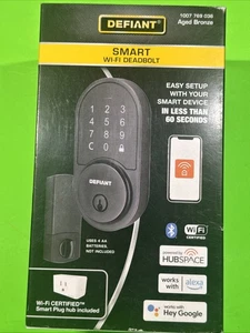 Cerradura Defiant SMART WIFI Deadbolt con Bluetooth 1007 769 036 bronce envejecido NUEVO - Imagen 1 de 5