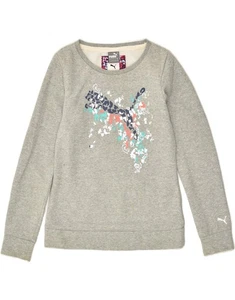 Puma Damen Graphic Sweatshirt Pullover UK 10 Small Grau Baumwolle JL14 - Bild 1 von 3
