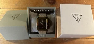 Guess Uhr Herren Gold Edelstahl Schwarzes Zifferblatt U1074G3 Brandneu Diamant! - Bild 1 von 11