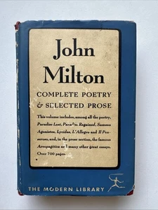 Modern Library Complete Poetry Selected Prose John Milton 1950 HC DJ - Picture 1 of 11