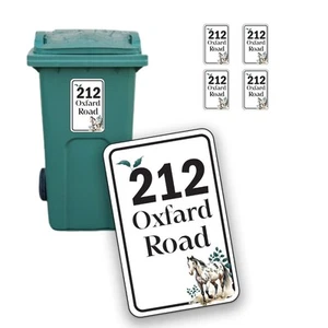 Personalised Horse Wheelie Bin Sticker Custom Street Name Number Horse Animal Wh - Picture 1 of 10