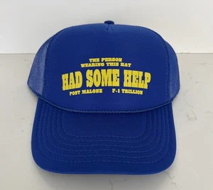 Post Malone Merch Truckermütze blau Druckknopflasche Had Some Help F-1 Trillion neu ohne Etikett - Bild 1 von 8