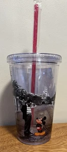 Bicchiere Main Street USA Disney Parks Magic Kingdom Walt & Topolino 16 oz nuovo con etichette - Foto 1 di 6