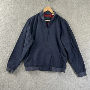 Levi's Bomber Jacket Mens M Medium Full Zip Navy Blue Red Lined Casual Polyamide - Picture 1 of 12