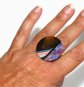 Sobral Patchwork Retalhos Multi Pattern Artist Made Ring Size 11 - Picture 1 of 7