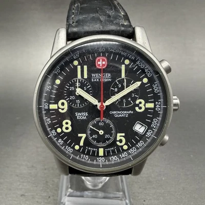 Часы хронограф мужские Wenger Commando 39 мм черный циферблат сталь дата 536.0765 ЗАПЧАСТИ - Изображение 1 из 4