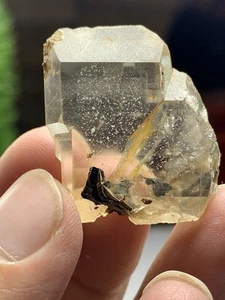 Smoky Japan Law Twin Quartz Crystal With Hematite Inclusion Having Perfect Growt - Picture 1 of 14