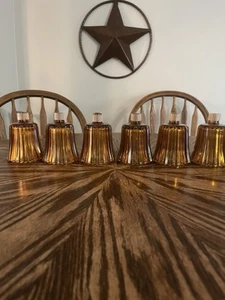 6er Set Vintage Home Interior Bernstein Wandleuchter Tassen gerippt Glasklammer Windlicht Öse - Bild 1 von 2
