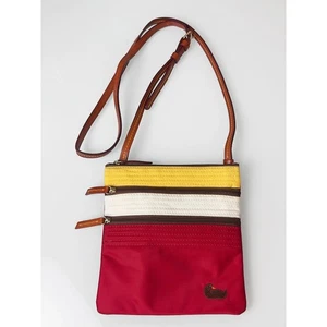 Dooney & Bourke North South Triple Zip Nylon Umhängetasche in Gelb, Weiß, Rot - Bild 1 von 9