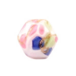 Antique Czech aventurine rainbow satin marble hexagon doll dimi glass button 9mm - Picture 1 of 3