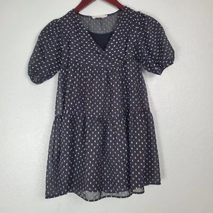 ZARA Polka Silver  and Black Dress Size 7 - Picture 1 of 6