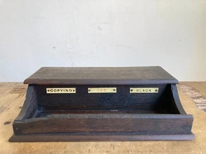 Antique Wooden Office COPYING - RED - BLACK Inkwell Farmhouse Barn Salvage - Picture 1 of 21