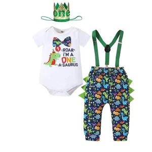 Newborn Baby Boy One 1st Birthday Outfits Infant Dinosaur Clothes Short Sleev... - Picture 1 of 9