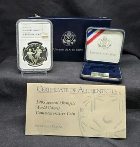 1994 S WORLD CUP - SOCCER - $1 - NGC PF69 UC - SILVER COIN - BROWN LABEL /w OGP - Picture 1 of 7