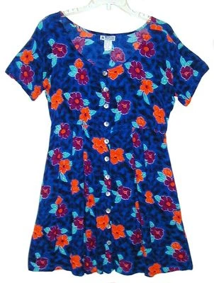 Vestido Hattie Talla S HULA-LEI por M*C Cuadrado Mini Rayón Arrugado TROPICAL FLORAL  Foto 1 de 3