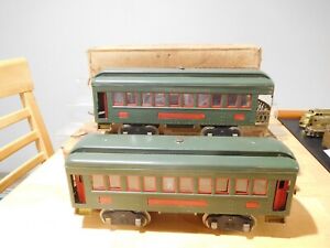 Lionel Prewar Standard Gauge 337 & 338 Green and Red Passenger Set with Boxes