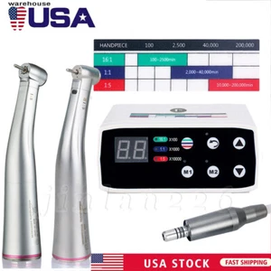 Dental E Type LED Brushless Micro Motor / 1:5 Fiber Optic Contra Angle Handpiece - Picture 1 of 45