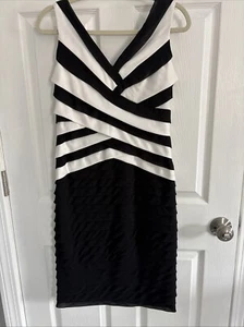 Adrianna Papell Womens Dress 10 Black And White Short Sleeveless - Picture 1 of 2