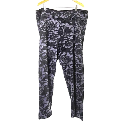 A293100 CUDDL DUDS Double Plush Velour Leggings Grey Shadow Floral 3X - Image 1 of 4