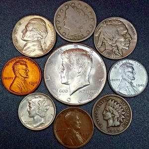 Old Obsolete US Coin Collection With Silver & Uncirculated 9 Coin Set! (Lot#1) - Picture 1 of 2