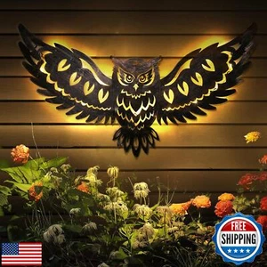 DIINOR Solar Outdoor Wall Decor Lights Owl Hanging Wall Light Outdoor Metal S - Picture 1 of 5