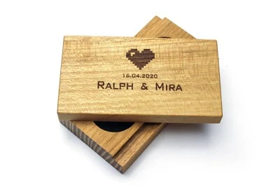 Schmuckkästchen Ringebox aus Holz Schmuckbox Ringe Ohringe Geschenk Trauzeuge - Bild 1 von 4