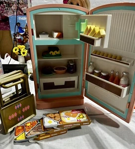 American Girl Doll Maryellen's Refrigerator Fridge set - Retired With Food Trays - Picture 1 of 19