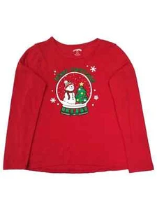 NEW Girls Merry Christmas Snowman Snow Globe Long-Sleeved Tee Shirt Size M-7-8 - Picture 1 of 4