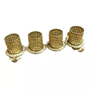 Vintage Gold Ormolu Design Hollywood Regency Style 4 Tube Lipstick Holder Stand - Picture 1 of 8