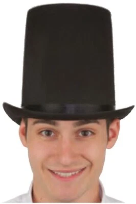 Sombrero Jacobsons Lincoln Stove Pipe, negro 7,75" de alto con banda elástica para el sudor Foto 1 de 2