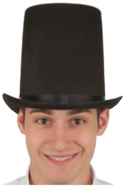 8" Lincoln Stovepipe Tall Top Hat Deluxe Satin Band Felt Abraham ABE Costume