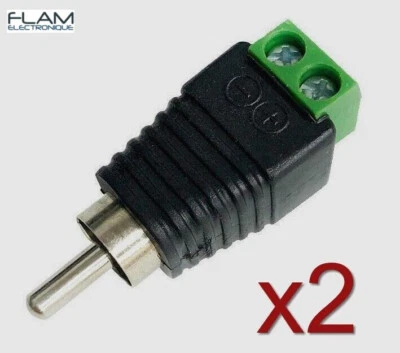 GENERIQUE 2x Adaptateur prise Audio RCA male / Adapter Plug Audio RCA to cable for speaker